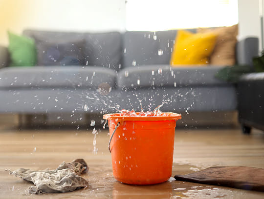Technician extracting water from a commercial floor
