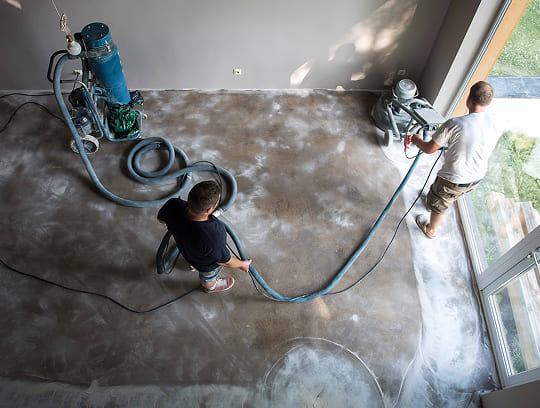 Industrial dehumidifiers drying a commercial space